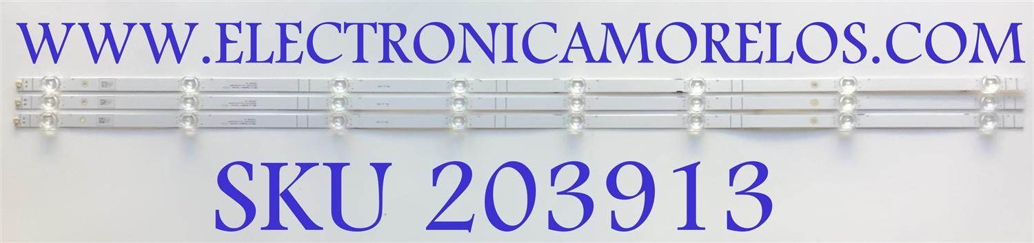 KIT DE LEDS PARA TV HISENSE ORIGINAL / INCOMPLETO SOLO 3 PIEZAS / NUMERO DE PARTE LB5009R V0 / HD5000Y1U91-T0L2 / 2021030801 / 1250837 / PANEL HD500Y1U91-T0L2\GM / MODELO 50R6G / KIT CONSTA ORIGINALMENTE DE 4 PIEZAS